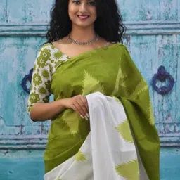 Craft Musium Ethnic Motifs Printed Pure Cotton Saree With Blouse Piece image 2