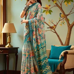 MORDEN MUSE Floral Handloom Saree image 2