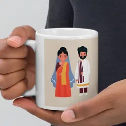 Mr UVD White & Beige Graphic Printed Ceramic Glossy Mug - 350 ml image 4