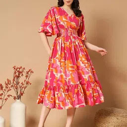 Raiyani Enterprise Women Printed Fit & Flare Dress-image-91