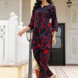 FERANOID Printed Pure Cotton Top With Trouser Co-Ords image 4