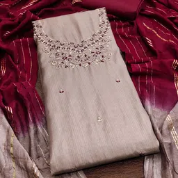 SAINOOR Embroidered Pure Silk Unstitched Dress Material image 3