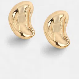 SOHI Set Of 2 Gold-Plated Dented Evil Eye Contemporary Studs Earrings image 3