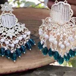 MEIRA JEWELLERY Gold-Plated Artificial Stones Studded & Beaded Contemporary Drop Earrings image 3