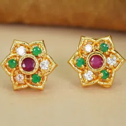 DressBerry Women Gold Plated Alloy Floral Artificial Stones Studs Earrings-picture-14