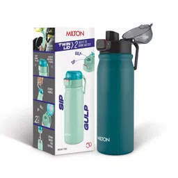 Milton Teal & Black Single Stainless Steel Solid Single Wall Vacuum Water Bottle image 1