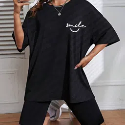 Outzidr Women Round Neck Short Sleeves Oversized Tshirt image 3