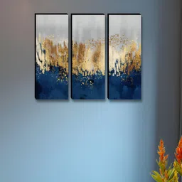 Myntra Elegant Homes Blue & White 3 Pieces Abstract Printed Wooden Wall Paintings-picture-23