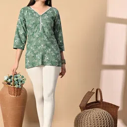 all about you Women Floral Print V-Neck Cotton Top-picture-30