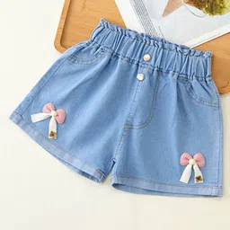 YK Girls Embellished Washed Denim Shorts-image-74