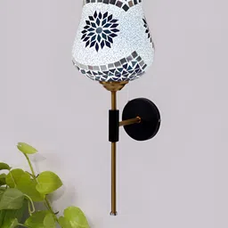 Devansh White & Gold-Toned Metal Traditional Abstract Shaped Shaped Wall Lamp image 2