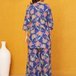 Kaftanize Floral Leaf Printed Tunic with Palazzos Co-Ords image 2
