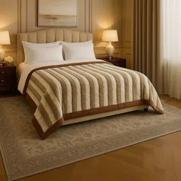 Signature Vindhya Brown Striped Reversible 1200 GSM Heavy Winter Blanket-picture-18