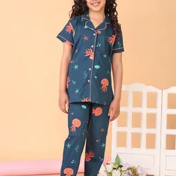 Bloem Girls Graphic Printed Shirt Pyjama Night suit-image-22
