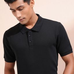 LOCOMOTIVE Men Self Design Polo Collar Cotton Relaxed Fit T-shirt-picture-8
