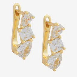 Kushal's Fashion Jewellery Gold-Plated Zircon Stone Studded Contemporary Hoop Earrings image 2