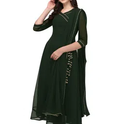 HESVI Women Women Anarkali Gown Kurta Set with Dupatta-image-12