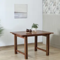 woodsworth from pepperfry Lethbridge Mango Wood 4 Seater Dining Table In Scratch Resistant Rustic Teak Finish image 1