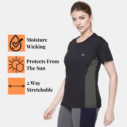 white moon Pack of 2 Women Solid Round Neck Polyester Multicolor T-Shirt image 3