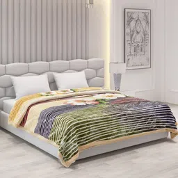 Monte Carlo Orange & Black Floral Printed Heavy Winter Double Bed Blanket 795 GSM-image-71