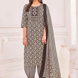 MOJILAA Women Printed Regular Sequinned Kurta with Trousers & With Dupatta-picture-14
