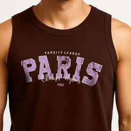 VEIRDO Typography Printed Pure Cotton Oversized Basic InnerVest image 4