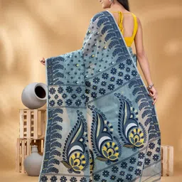 DESH BIDESH Woven Design Printed Zari Pure Cotton Jamdani Saree image 2