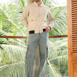 Campus Sutra Spread Collar Long Sleeves Faux Fur Trim Cotton Open Front Jacket image 5