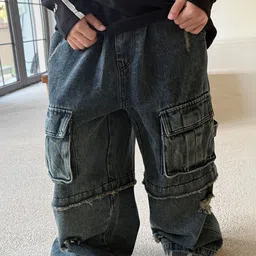 LULU & SKY Boys Wide Leg Mid-Rise Highly Distressed Heavy Fade Stretchable Jeans image 3