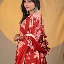 ADYASAA THE LABEL Women Floral Printed Cotton Anarkali Kurta with Trousers & Dupatta image 3