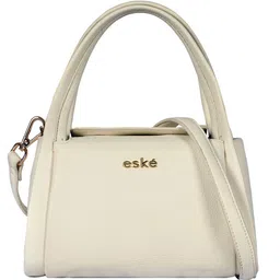 eske Women White Solid Dual Handle Adjustable Strap Small Leather Shoulder Bag-image-79