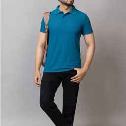 TRIUS Men Solid Polo Collar T-shirt image 5