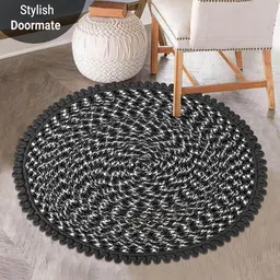Aura 4-Pcs Red & Grey Spiral Round Doormat image 5