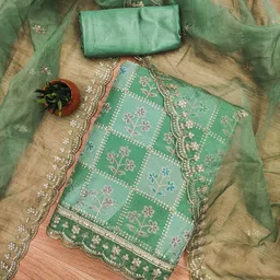 Rangtulika Ethnics Motifs Embroidered Organza Unstitched Dress Material-picture-12