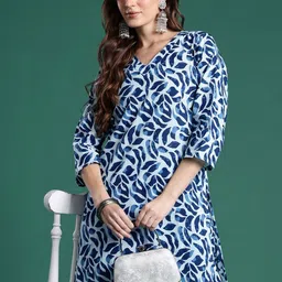 Indo Era Women Printed Regular Pure Cotton Kurta with Trousers image 5