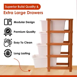 Kuber Industries White & Brown 4 Tier Storage Organisers image 4