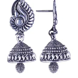 Sangria Set of 5 Silver-Plated Oxidised Dome Shaped Jhumkas image 3