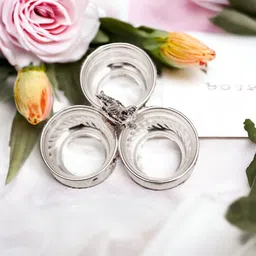 sigaram German Silver 4X3 Inch 3Cup Panchwala Kum Kum Bharani For Home Pooja Decor K2569 Silver Plated image 4