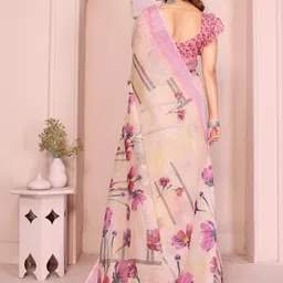 ABC ANY BUDY CLEAN Floral Linen Blend Saree image 3