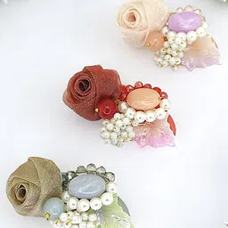 FEMMIBELLA Artificial Beads Studded Saree Clip Saree Accessories image 1