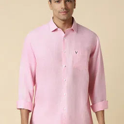Allen Solly Men Spread Collar Solid Linen Slim Fit Casual Shirt-picture-25