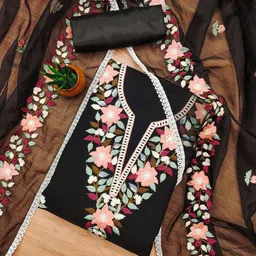 LeeliPeeri Designer Floral Embroidered Unstitched Dress Material-image-12