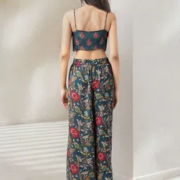 Ishin Floral Printed Top With Palazzo And Shrug image 3