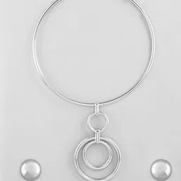 VOJ Silver-Plated Stainless Steel Snake Hasli Necklace With Studs image 2