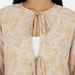 glitchez Textured Floral Print Tie-Up Neck Top image 4