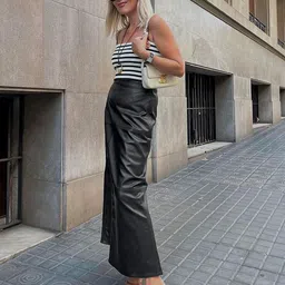 bebe Women High-Rise Straight A-Line Maxi Skirt-image-55