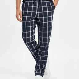glitchez Men Straight Fit Blue Pure Cotton Trousers-picture-15