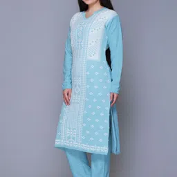 The Zigar Studio Women Ethnic Motifs Regular Pure Wool Kurta with Trousers & With Dupatta image 3