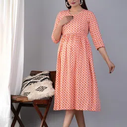 TANISHA Ethnic Motifs Print Maternity A-Line Midi Dress image 4