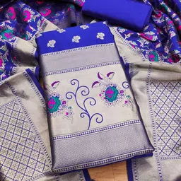 KALINI Ethnic Motifs Woven Design Unstitched Dress Material image 4